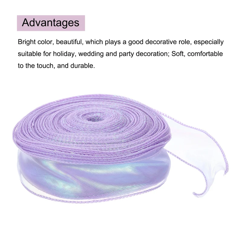 1 1/2 Inch 30Yard Sheer Organza Ribbon Shimmer Chiffon Tulle Ribbons Purple