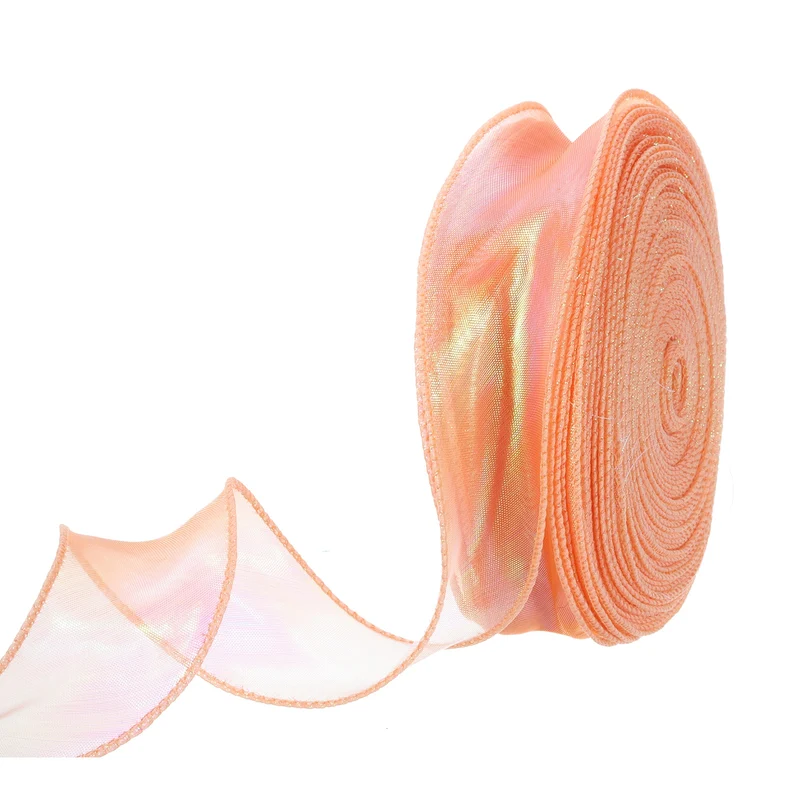 1 1/2 Inch 30Yard Sheer Organza Ribbon Shimmer Chiffon Tulle Ribbons Orange