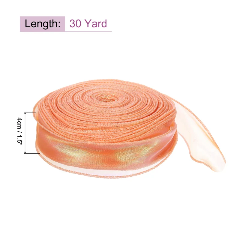 1 1/2 Inch 30Yard Sheer Organza Ribbon Shimmer Chiffon Tulle Ribbons Orange