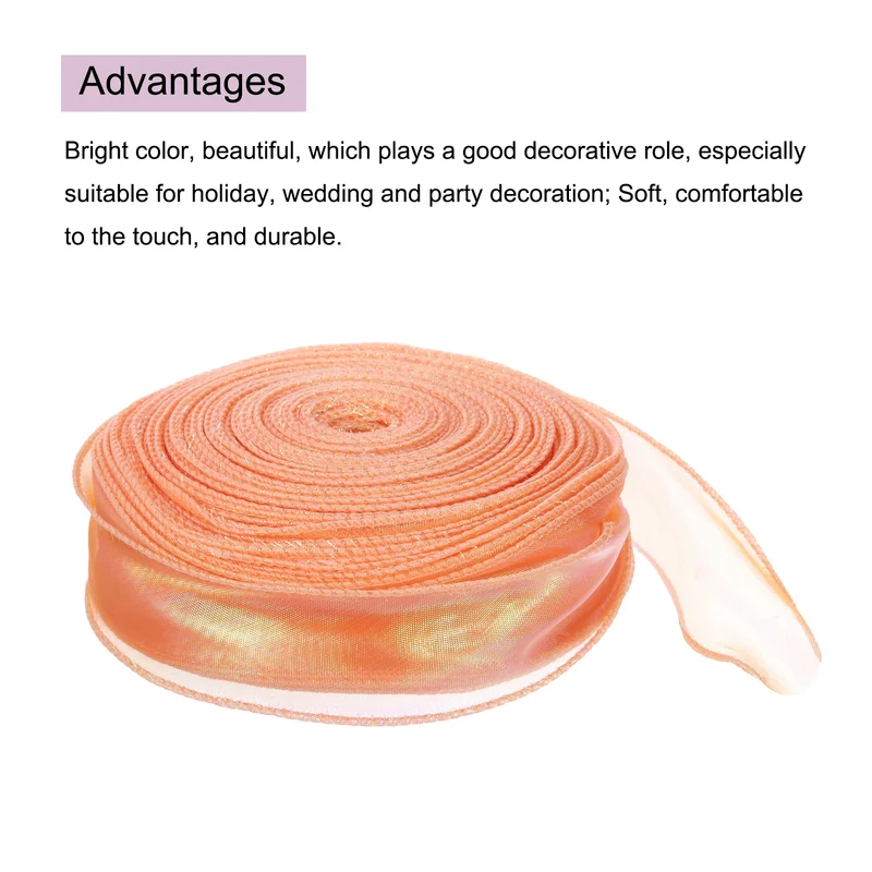 1 1/2 Inch 30Yard Sheer Organza Ribbon Shimmer Chiffon Tulle Ribbons Orange