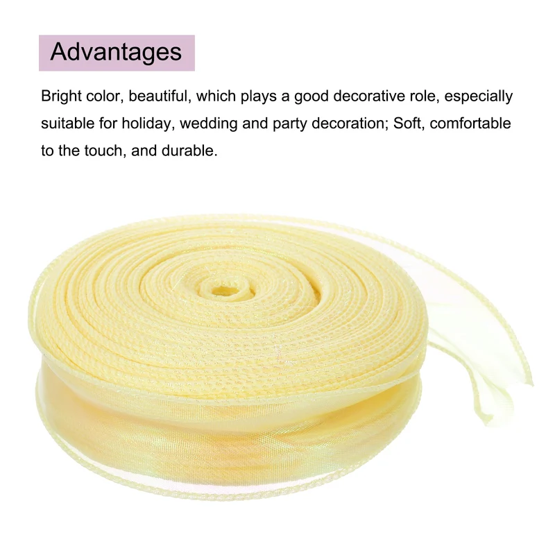 1 1/2 Inch 30Yard Sheer Organza Ribbon Shimmer Chiffon Tulle Ribbons Yellow