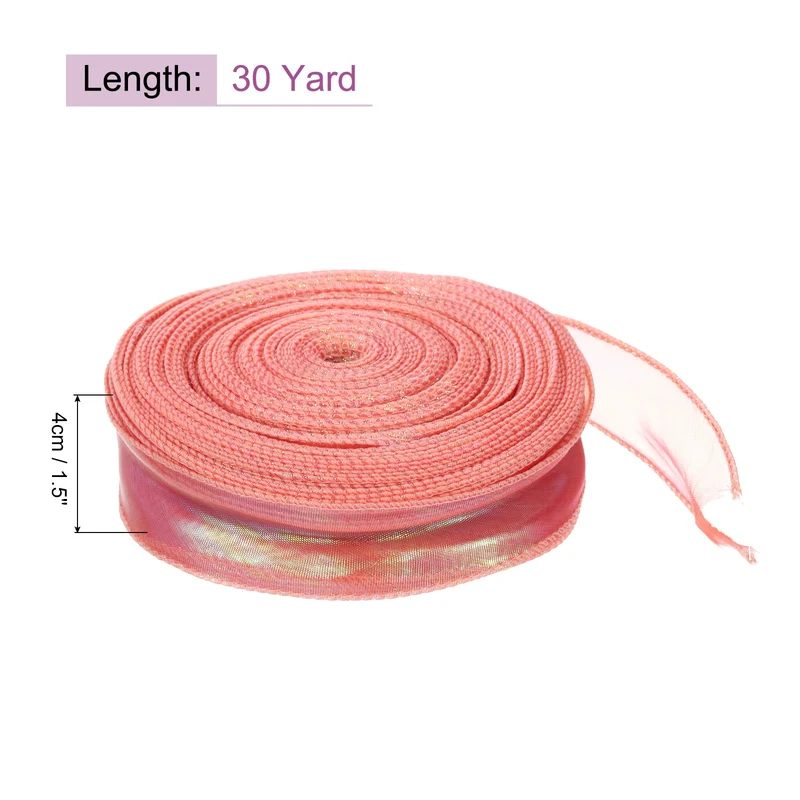 1 1/2 Inch 30Yard Sheer Organza Ribbon Shimmer Chiffon Tulle Ribbons Red