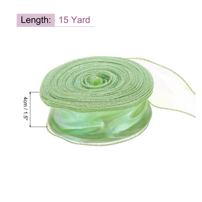 1 1/2 Inch 10Yard Sheer Organza Ribbon Shimmer Chiffon Tulle Ribbons White