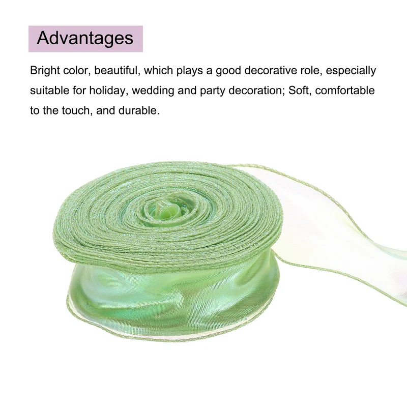 1 1/2 Inch 10Yard Sheer Organza Ribbon Shimmer Chiffon Tulle Ribbons White