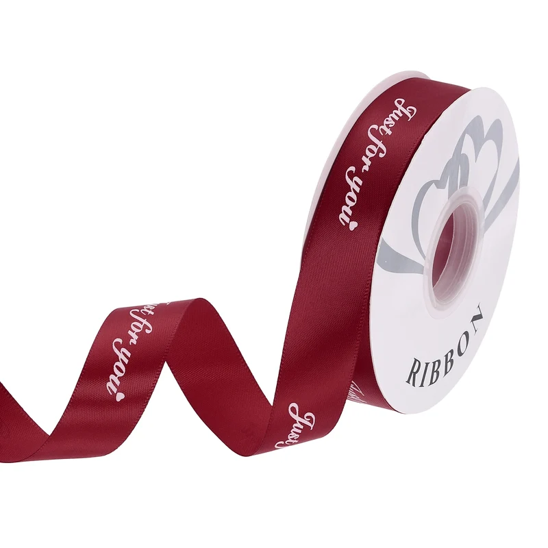 1Inch 32Yard Wide Satin Ribbon Grosgrain Valentine Wedding Ribbon, Wine Red