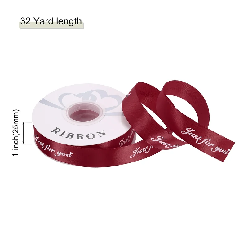 1Inch 32Yard Wide Satin Ribbon Grosgrain Valentine Wedding Ribbon, Wine Red