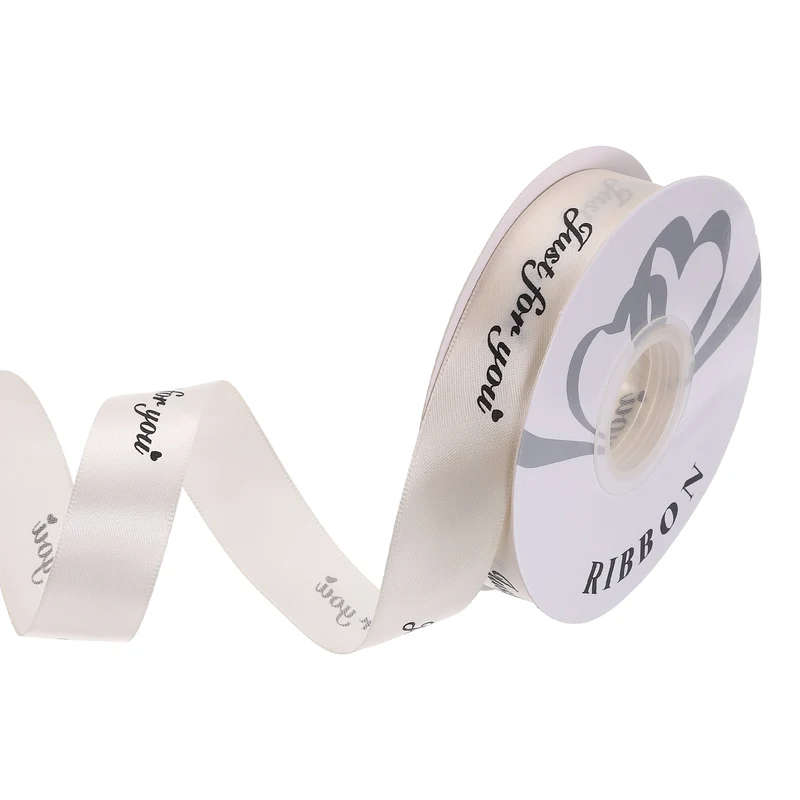 1Inch 32Yard Wide Satin Ribbon Grosgrain Valentine Wedding Ribbon, Beige