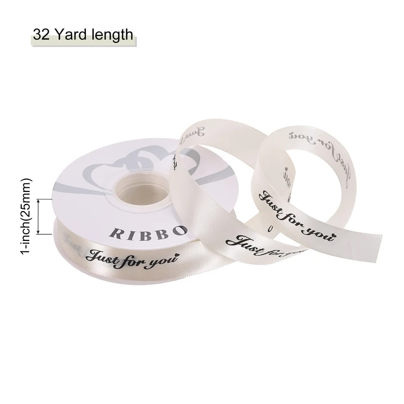 1Inch 32Yard Wide Satin Ribbon Grosgrain Valentine Wedding Ribbon, Beige