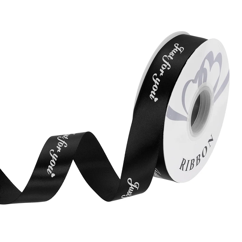 1Inch 32Yard Wide Satin Ribbon Grosgrain Valentine Wedding Ribbon, Black