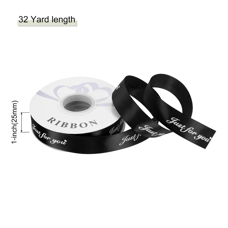 1Inch 32Yard Wide Satin Ribbon Grosgrain Valentine Wedding Ribbon, Black