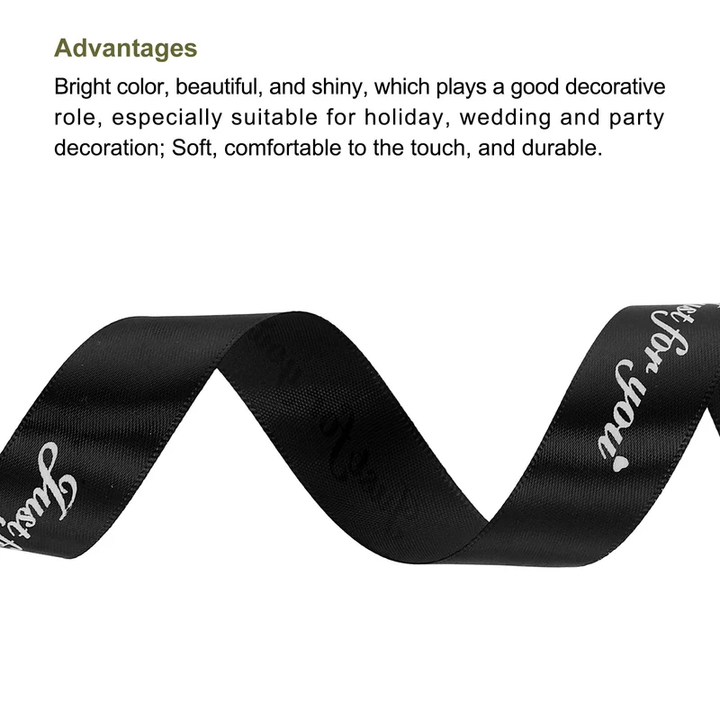 1Inch 32Yard Wide Satin Ribbon Grosgrain Valentine Wedding Ribbon, Black