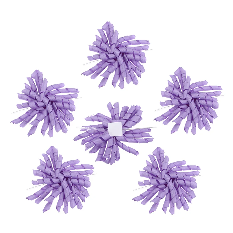 4" Curly Bows for Gift Wrapping 6 Pcs, Purple