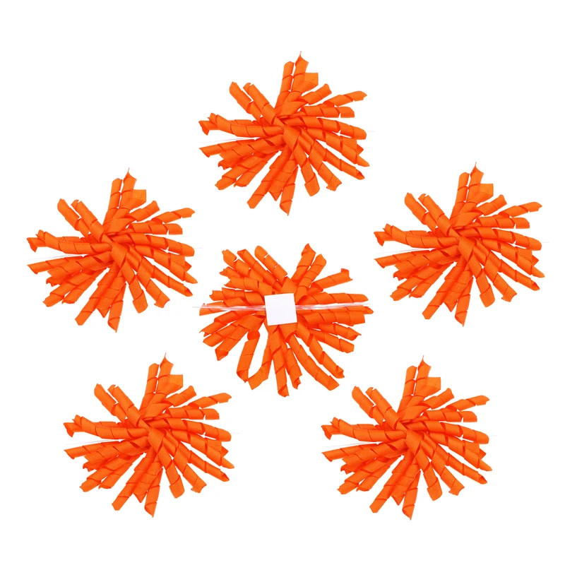 4" Curly Bows for Gift Wrapping 6 Pcs, Orange