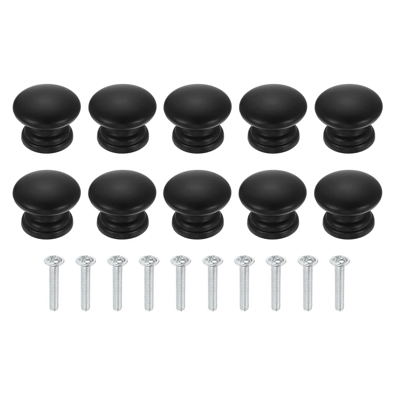 10 Pcs 1.1" Cabinet Knobs, Plastic Drawer Pulls for Bedroom, Matte Black