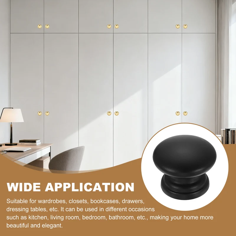 10 Pcs 1.1" Cabinet Knobs, Plastic Drawer Pulls for Bedroom, Matte Black