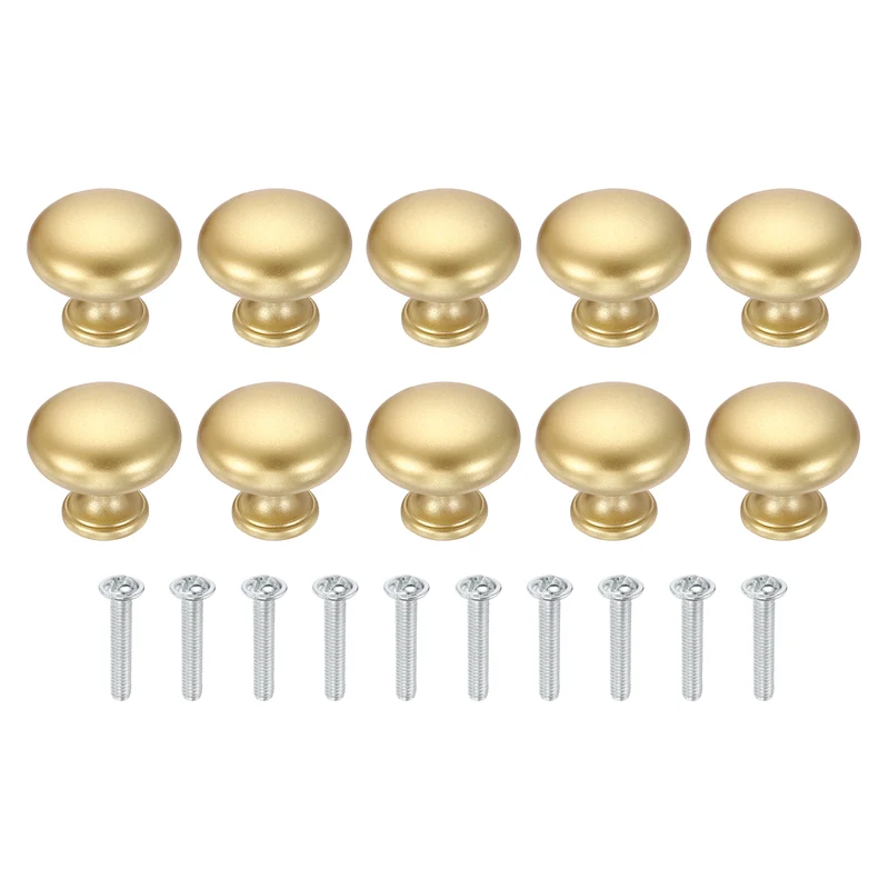 10 Pcs 1.2" Cabinet Knobs, Plastic Drawer Pulls for Bedroom, Matte Gold