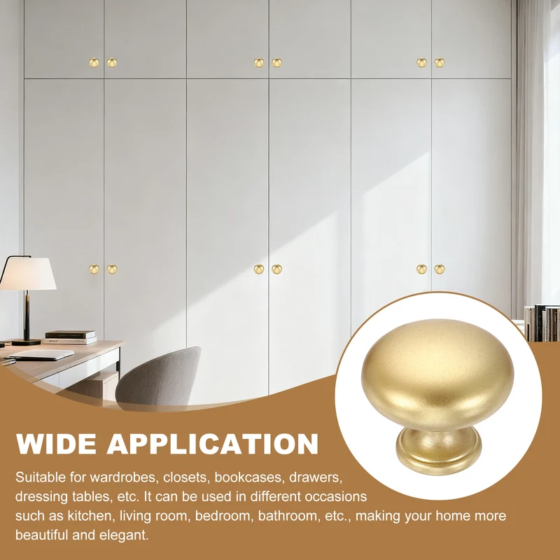 10 Pcs 1.2" Cabinet Knobs, Plastic Drawer Pulls for Bedroom, Matte Gold