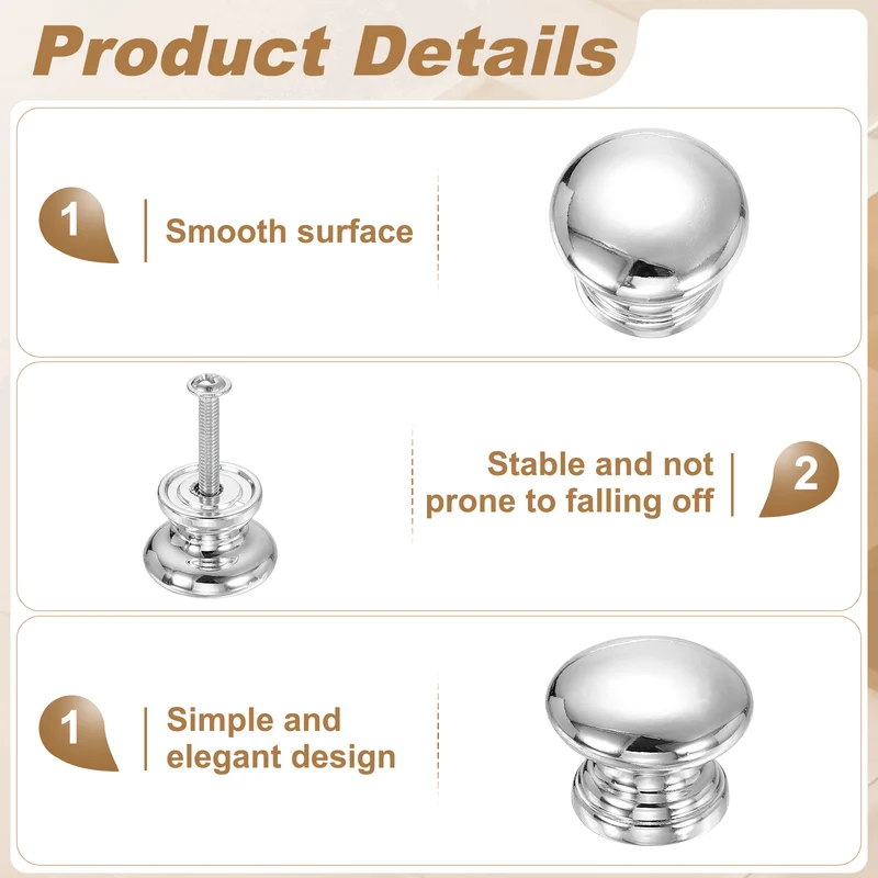 10 Pcs 1.1" Cabinet Knobs, Plastic Drawer Pulls for Bedroom, Silver