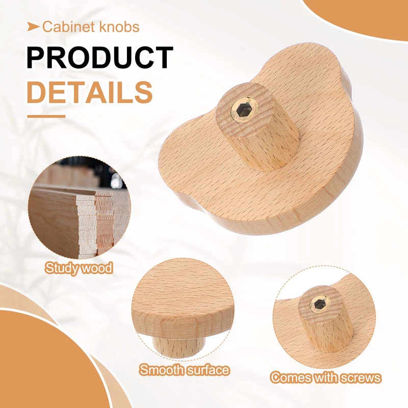 6Pcs Bear Wooden Knobs Wooden Cabinet Knobs for Furniture Dresser Drawers