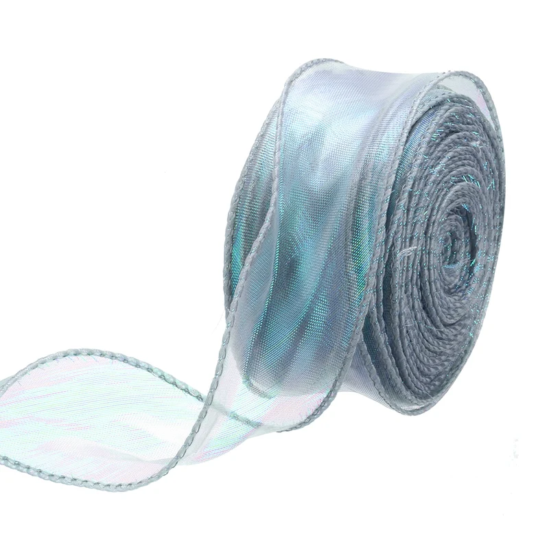 1 1/2 Inch 10Yard Sheer Organza Ribbon Shimmer Chiffon Tulle Ribbons White