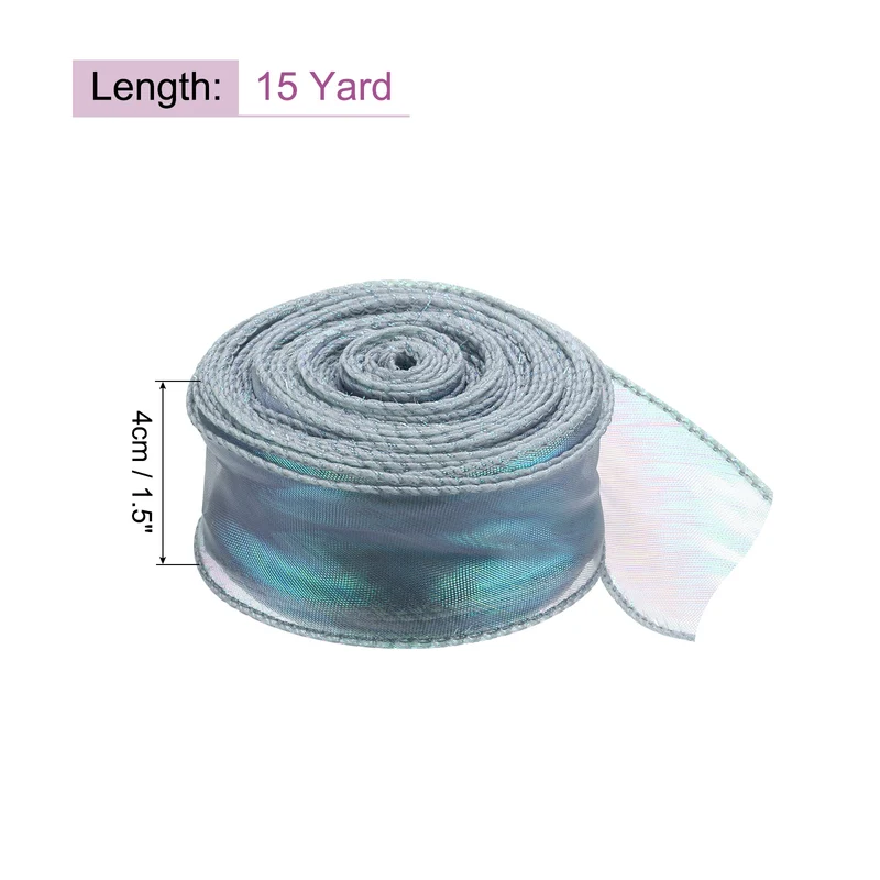 1 1/2 Inch 10Yard Sheer Organza Ribbon Shimmer Chiffon Tulle Ribbons White