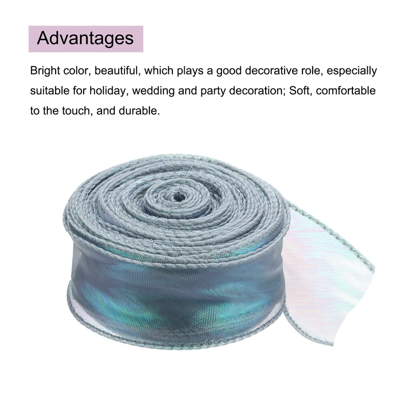 1 1/2 Inch 10Yard Sheer Organza Ribbon Shimmer Chiffon Tulle Ribbons White