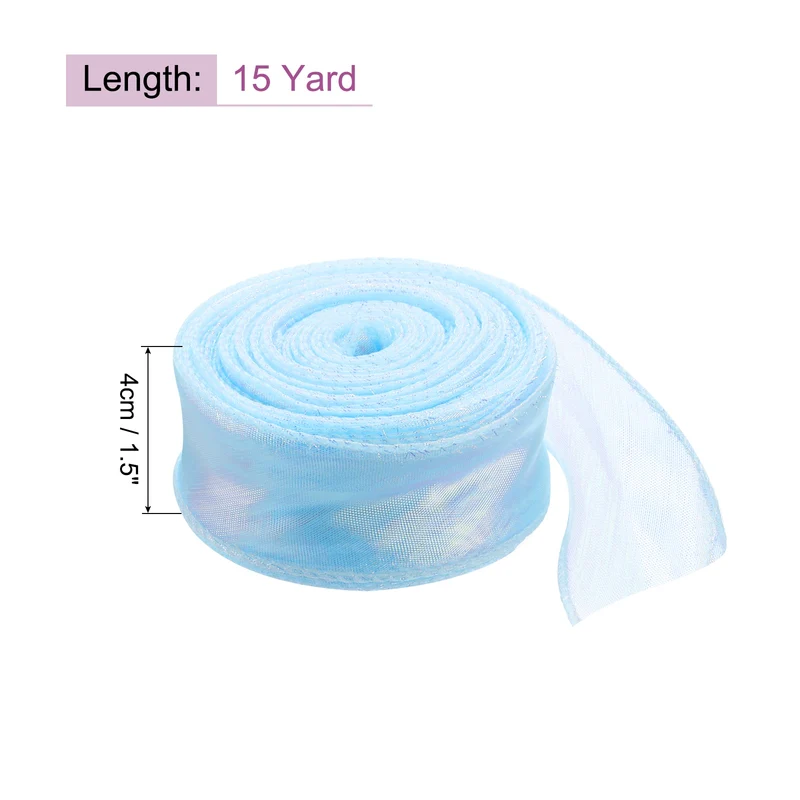 1 1/2 Inch 10Yard Sheer Organza Ribbon Shimmer Chiffon Tulle Ribbons White