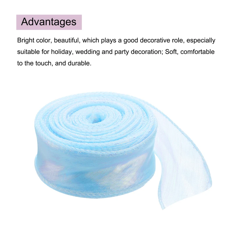 1 1/2 Inch 10Yard Sheer Organza Ribbon Shimmer Chiffon Tulle Ribbons White