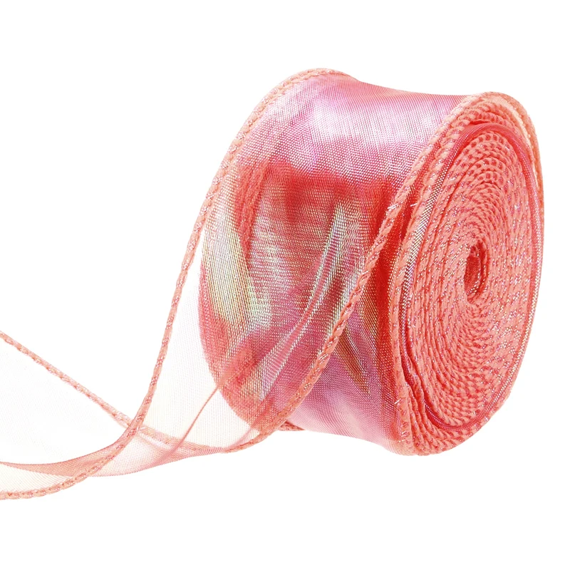 1 1/2 Inch 10Yard Sheer Organza Ribbon Shimmer Chiffon Tulle Ribbons White