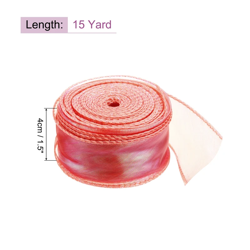 1 1/2 Inch 10Yard Sheer Organza Ribbon Shimmer Chiffon Tulle Ribbons White