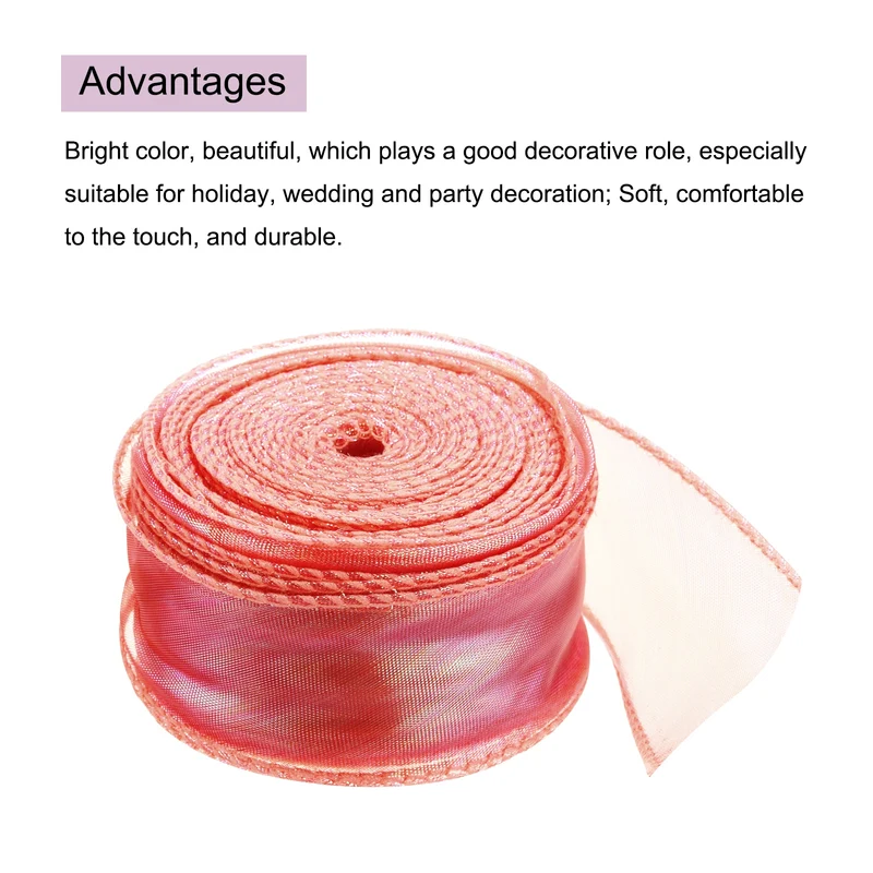1 1/2 Inch 10Yard Sheer Organza Ribbon Shimmer Chiffon Tulle Ribbons White