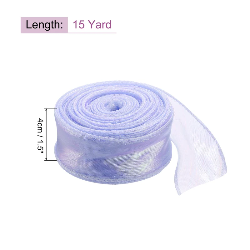 1 1/2 Inch 10Yard Sheer Organza Ribbon Shimmer Chiffon Tulle Ribbons White
