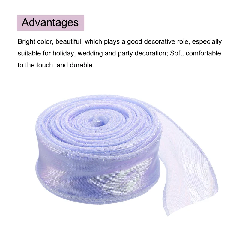 1 1/2 Inch 10Yard Sheer Organza Ribbon Shimmer Chiffon Tulle Ribbons White