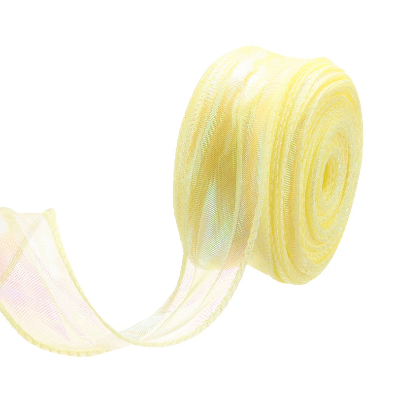 1 1/2 Inch 10Yard Sheer Organza Ribbon Shimmer Chiffon Tulle Ribbons White