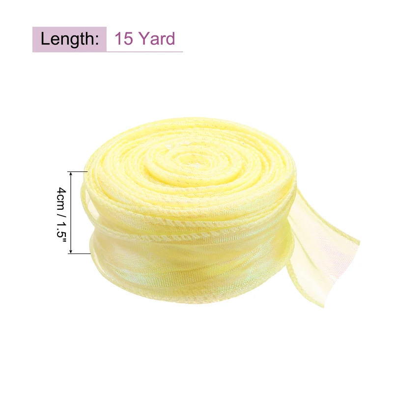 1 1/2 Inch 10Yard Sheer Organza Ribbon Shimmer Chiffon Tulle Ribbons White