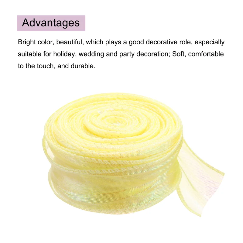 1 1/2 Inch 10Yard Sheer Organza Ribbon Shimmer Chiffon Tulle Ribbons White