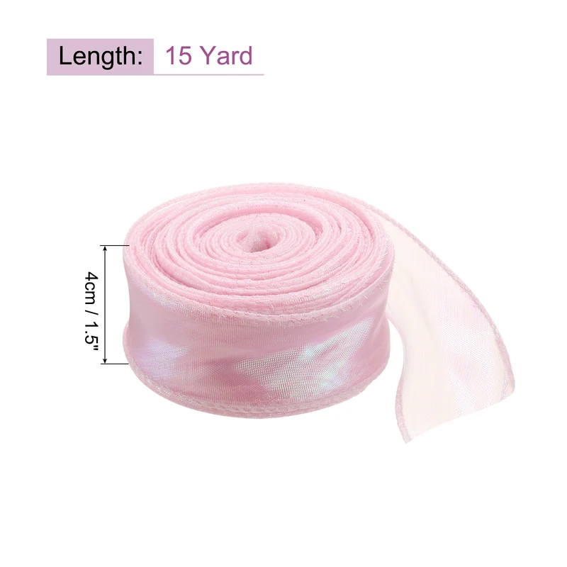 1 1/2 Inch 10Yard Sheer Organza Ribbon Shimmer Chiffon Tulle Ribbons White