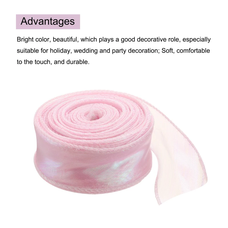 1 1/2 Inch 10Yard Sheer Organza Ribbon Shimmer Chiffon Tulle Ribbons White
