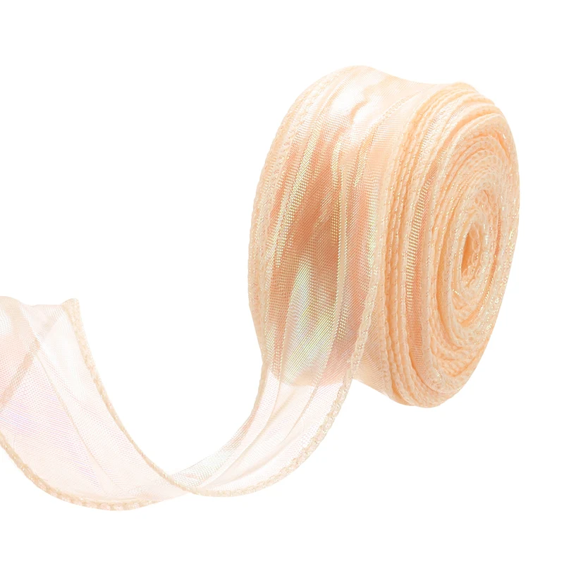 1 1/2 Inch 10Yard Sheer Organza Ribbon Shimmer Chiffon Tulle Ribbons White