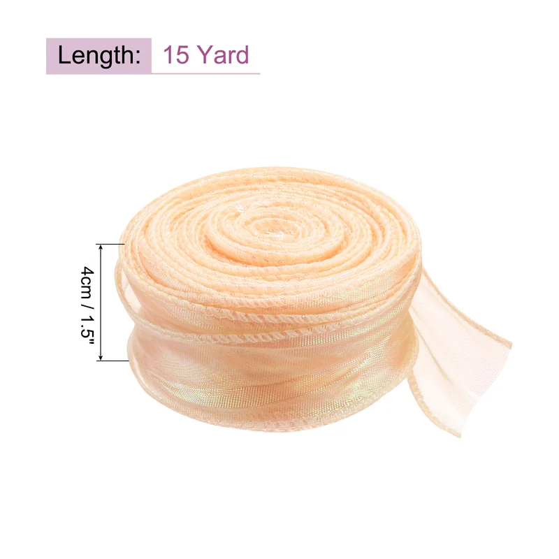 1 1/2 Inch 10Yard Sheer Organza Ribbon Shimmer Chiffon Tulle Ribbons White