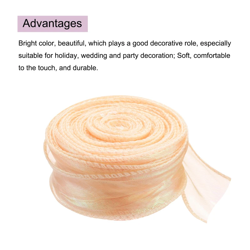 1 1/2 Inch 10Yard Sheer Organza Ribbon Shimmer Chiffon Tulle Ribbons White