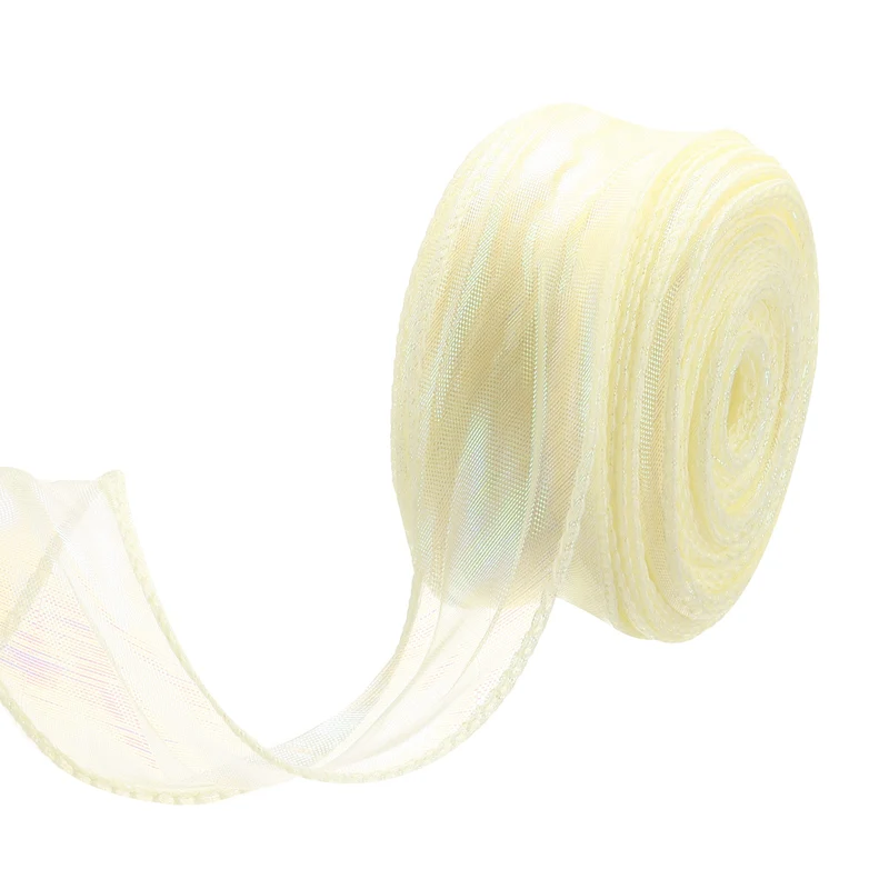 1 1/2 Inch 10Yard Sheer Organza Ribbon Shimmer Chiffon Tulle Ribbons White