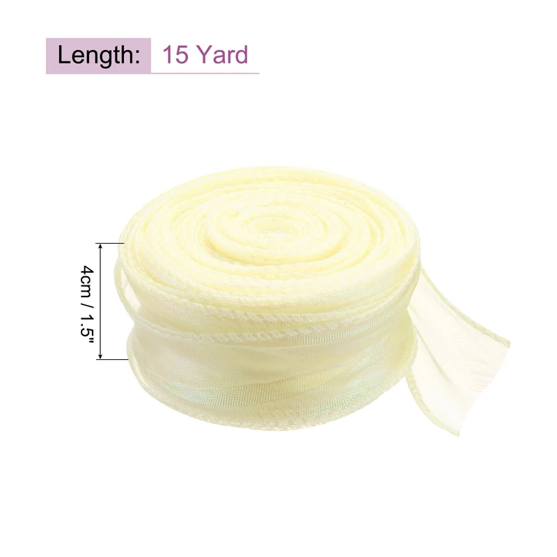 1 1/2 Inch 10Yard Sheer Organza Ribbon Shimmer Chiffon Tulle Ribbons White