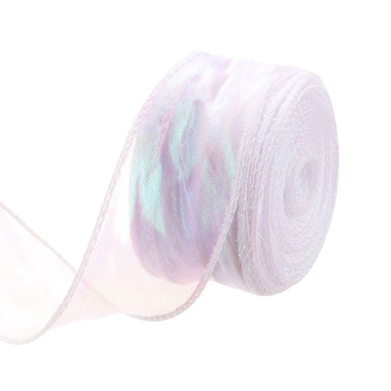 1 1/2 Inch 10Yard Sheer Organza Ribbon Shimmer Chiffon Tulle Ribbons White
