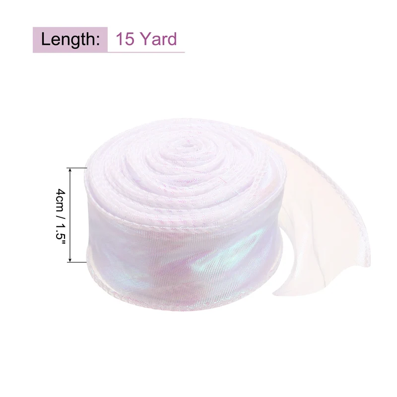1 1/2 Inch 10Yard Sheer Organza Ribbon Shimmer Chiffon Tulle Ribbons White
