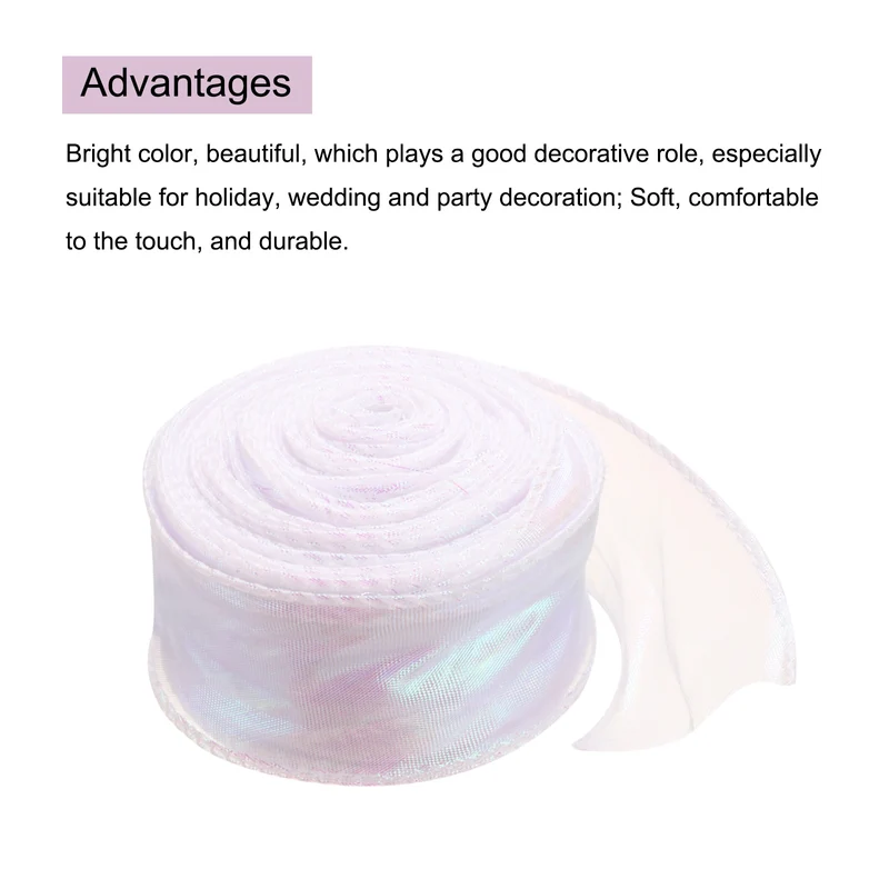1 1/2 Inch 10Yard Sheer Organza Ribbon Shimmer Chiffon Tulle Ribbons White