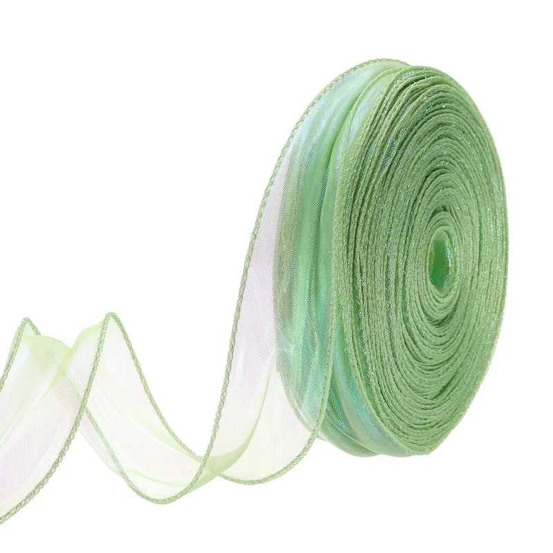 1 1/2 Inch 10Yard Sheer Organza Ribbon Shimmer Chiffon Tulle Ribbons White