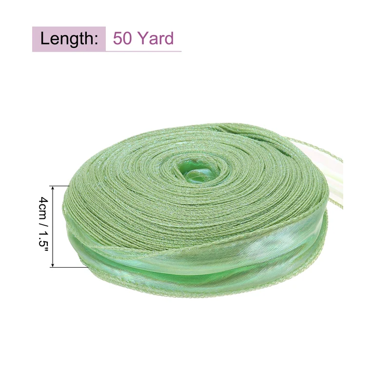 1 1/2 Inch 10Yard Sheer Organza Ribbon Shimmer Chiffon Tulle Ribbons White