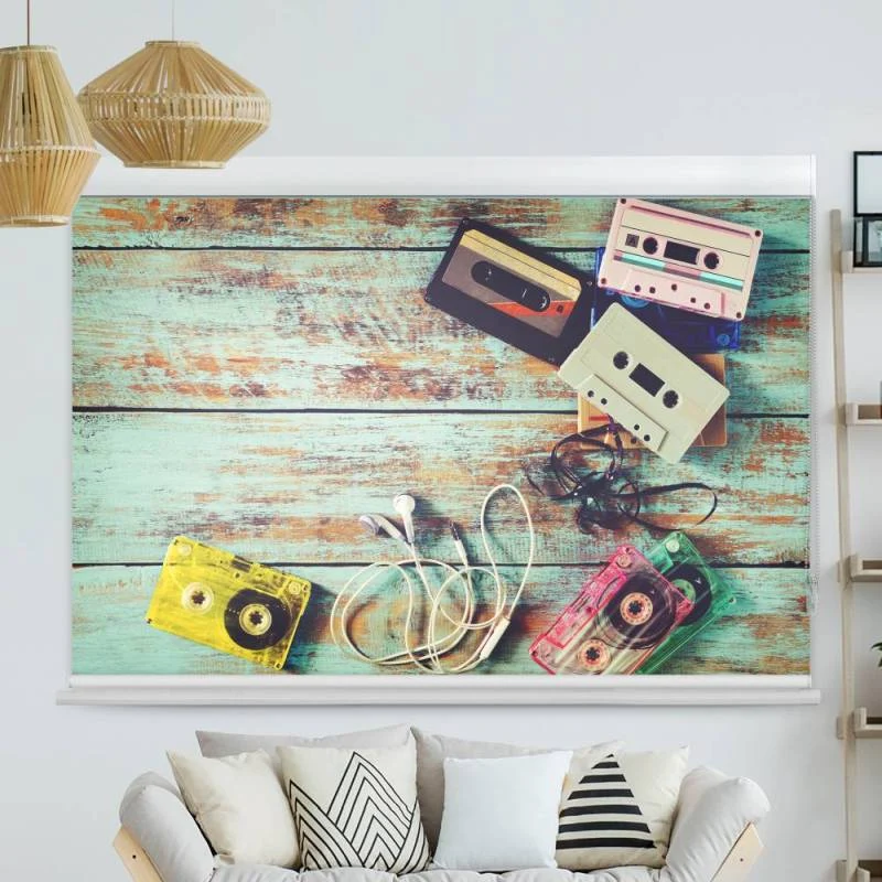 Kassettenrollo Motiv "Retro Kassetten" | bis B 420 x H 420 cm