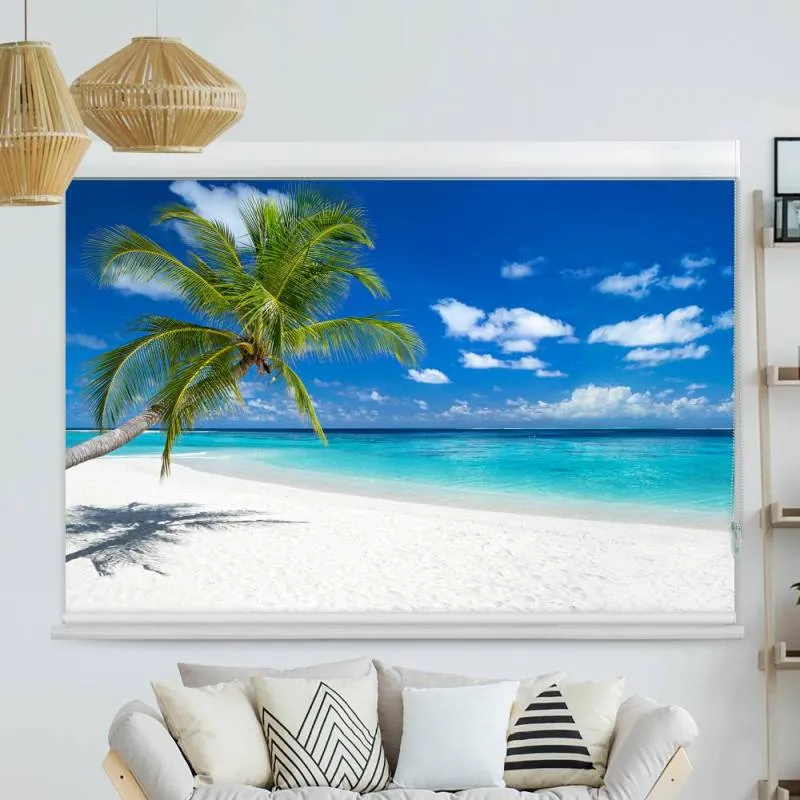 Kassettenrollo Motiv "Kokospalme Traumstrand" | bis B 420 x H 420 cm